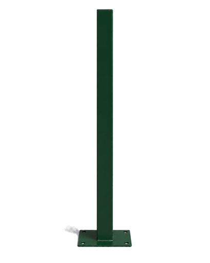 [POS-2X2-60/FC/PE/VE] Poste para fijación en concreto 2"×2" — 0.6 m — Pintado Verde (RAL 6005) (incluye platina 7"×4")